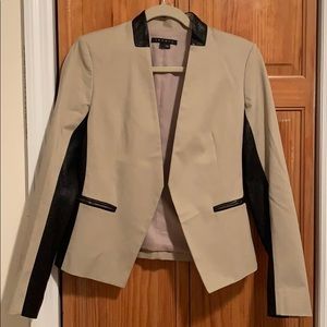 Camel Theory blazer with leather detail